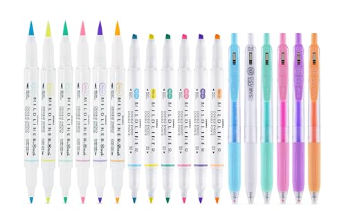 Zebra Pen MILDLINER Highlighter, Brush & SARASA Gel Pen Set, Assorted 18-Pk - style: Calligraphy and Journaling Set