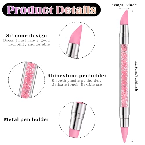 5 Pcs Nail Sculpting Tool, Dual Tipped Silicone Brush for Nails Silicone Nail Tools Nails Art Pen for Foil Carving Drawing Effects
