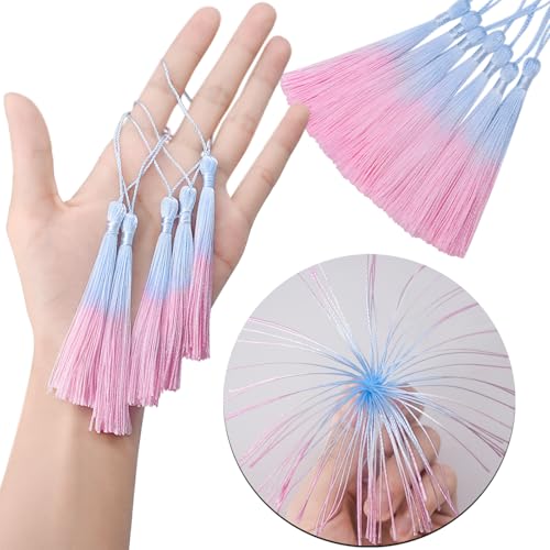 50Pcs 5 Inch Bulk Bookmark Tassel Kit for Graduation, Keychain(Blue Pink) - color: Blue&pink