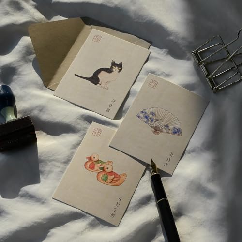 Monolike Day by Day Card, 102 Minhwa Ivory Series. 1 - Mix 48 Mini Single cards, 24 envelopes Package - color: 102 Minhwa Ivory Series. 1