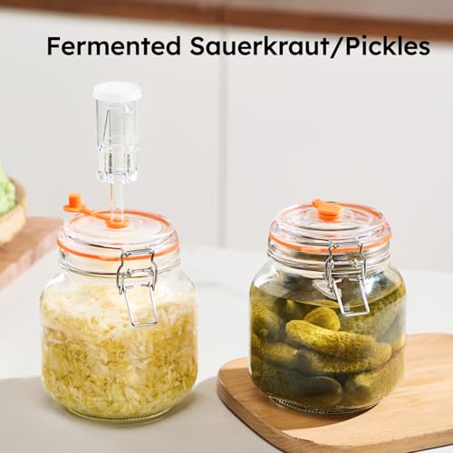 JILLMO 32 oz Glass Fermentation Jar Kit with Airlock, 2 Pack