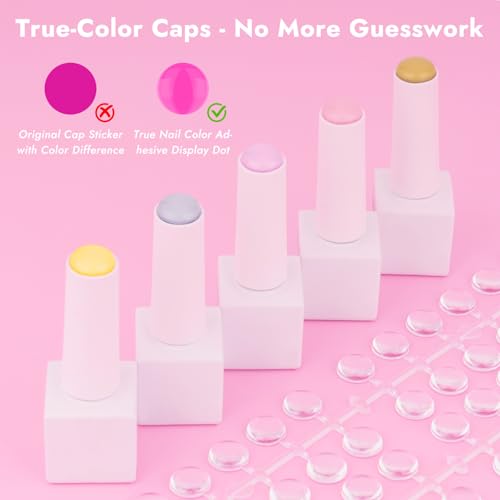 Finea 144pcs Gel Nail Polish Color Display Swatch Dots Clear with Stickers