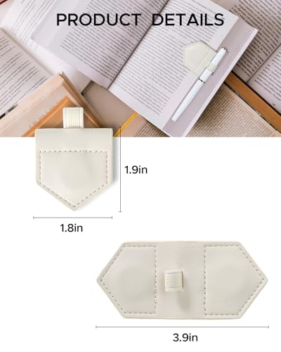 Magnetic Leather Bookmarks with Pen Holder Vegan Leather Book Marks Gifts for Reading Book Lovers Notebook Travelers (White-2PC) - color: White-2pc