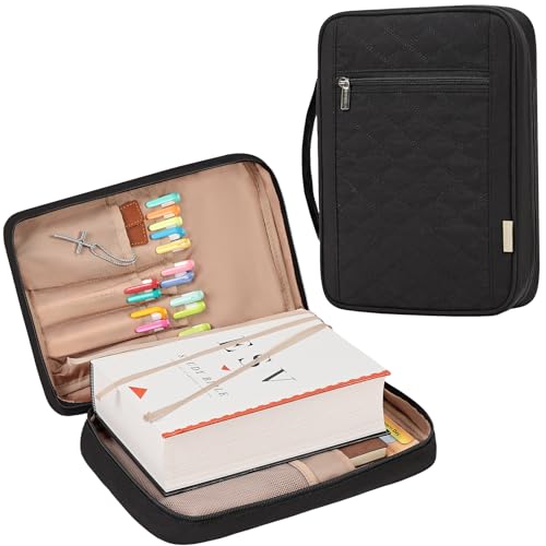 FINDCOZY Bible Cover for Women, Large Carrying Case for Regular Bible - color: Black, size: Large