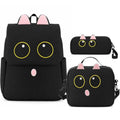 Tallew 3 Pcs Black Cat Backpacks Set for Kids with Lunch Bag, Pencil Case