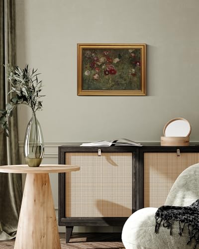 HUARCEY Gold Framed Canvas Wall Art Poppies Floral Prints, 12x16 Inch - color: A Bed of Poppies, size: 16"L x 12"W