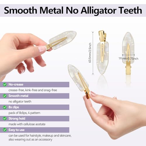 YIERSO 8 Pcs No Bend Hair Clips No Crease Makeup Duckbill Clip for Women