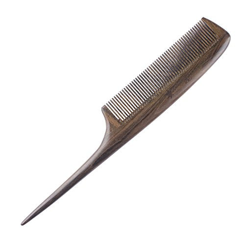 Breezelike Fine Tooth Hair Comb for Women, Wooden Teasing Tail Comb - color: Chacate Preto Wood