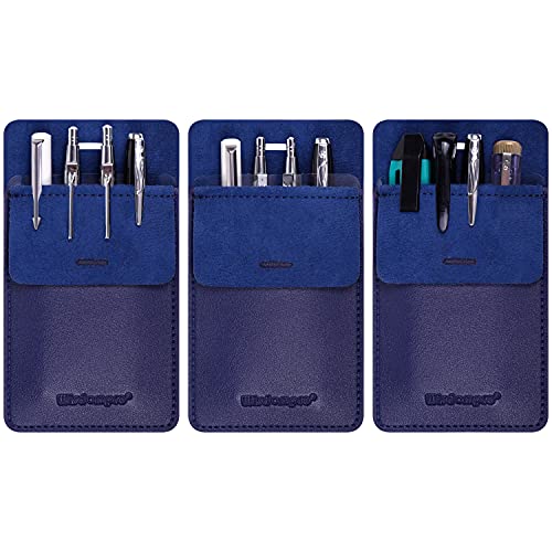 Wisdompro Pocket Protector, 3 Pack PU Leather Heavy Duty Pen Holder Pouch - color: Blue