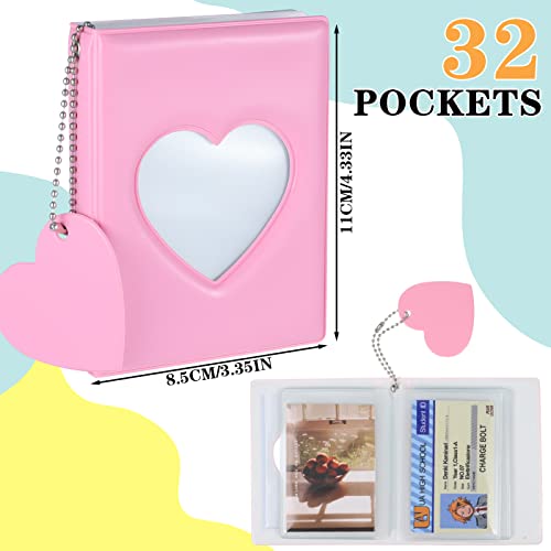 FRIUSATE 3 Inch Kpop Photocard Holder Book Love Heart Pendant Pink - color: Pink