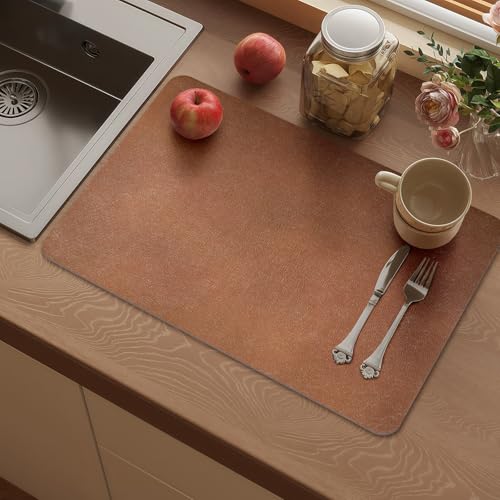 Vinyl Placemats Set of 4-12x17 Inch - Heat Resistant Washable Place Mats Waterproof Non-Slip Wipeable Table Mats for Dining Table Decor, Indoor/Outdoor Plastic Mat - color: Brown