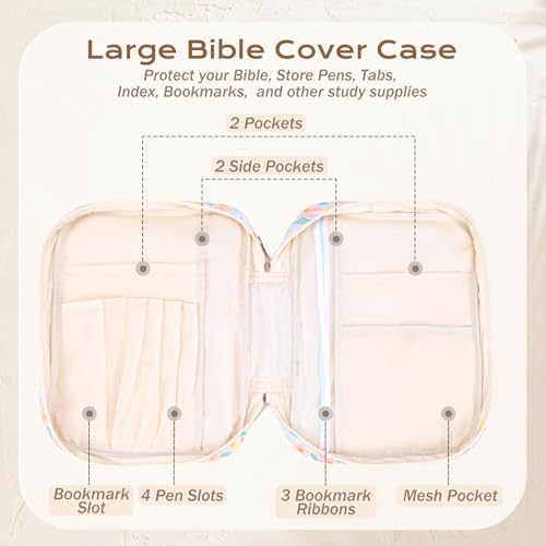 XKDOUS Bible Cover Case for Women Bible Bag Journaling Kit w/Study Supplies - color: Orange, size: Large