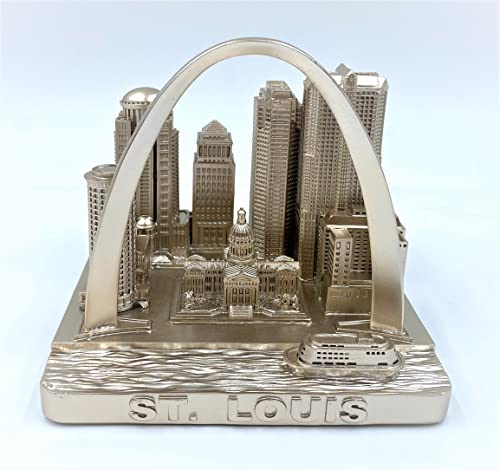ZIZO Modern The World Landmarks Model Buildings City Skyline Statue for Home Decor for Boy Friends Gold 4" (St Louis) - color: St Louis