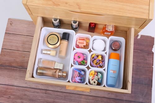 Kutesna 15PCS Interlocking Drawer Organizer, Plastic Desk Organizer Set - color: White, size: 15 pieces