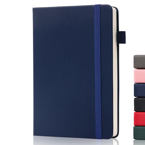 BOBO RABBIT Lined Journal Notebook for Work 100 GSM Thick Paper 300 Pages College Ruled A5 Notebook Hardcover Leather Journal for Writing School Office, 5.63"x8.43" - color: A-Blue