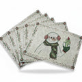 DaDa Bedding Magical Snowman Placemats - Set of 4 Festive Holiday White Tapestry - Cotton Linen Woven Dining Table Mats - 13” x 19” (9733) - color: Snowman