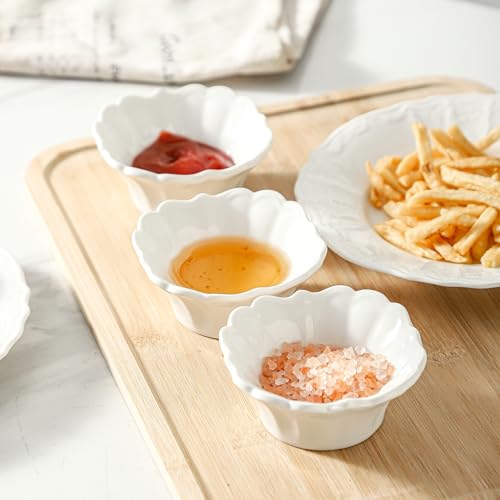 UIBFCWN 3.3oz White Dipping Bowl Set of 16, 3.7inch Ceramic Soy Sauce Dishes, Small Pinch Bowls for Condiment Sushi Olive Oil Ketchup, Dipping Sauce Cups/Bowls/Dishes for Kitchen - size: 3.3 oz/3.7 in Square-16 Pack