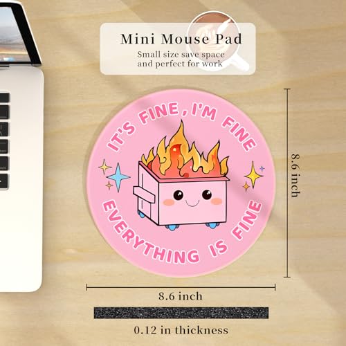 Hancynir Cute Mouse Pad, Dumpster on Fire Round Mousepad for Office Desk - color: Cute Dumpster