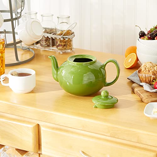 RSVP International Stoneware Teapot Collection, Microwave and Dishwasher Safe, 42 oz, Green - color: Green, size: 42 oz