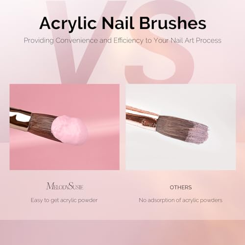 MelodySusie 3Pcs Acrylic Nail Brush Set, Pink - color: Pink(Oval)