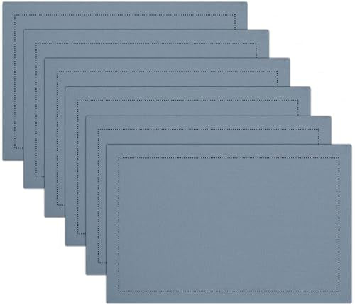 Ruvanti Placemats Set of 6, Linen Cotton Blend Place Mats, 13x19 – Grey - color: Gray