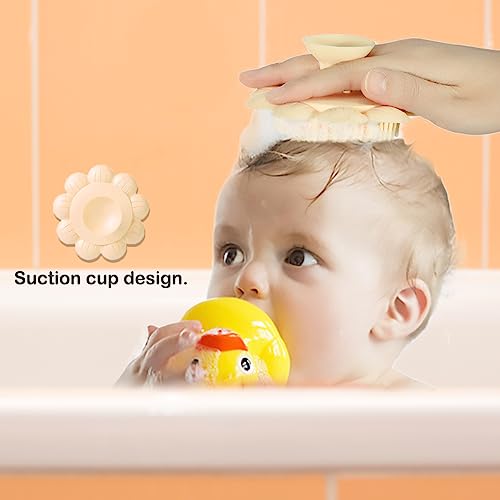 Baby Bath Silicone Brush Shower Scalp Brush Exfoliate and Massage Shampoo Scalp Scrubbie for All Hair Kid Newborn Toddler（Yellow） - color: Color 3