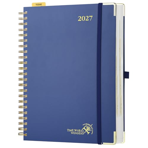 POPRUN 2027 Daily Planner One Page Per Day, Large 8.5" x 12" Calendar Book - color: Navy Blue, size: Large - 8.5" x 12", style: Calendar Year 2027