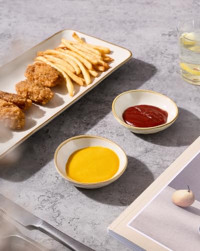 famiware Ceramic Soy Sauce Dish, 2.1oz Dipping Bowl Set of 8, Vanilla White - color: Vanilla White, size: 8pcs