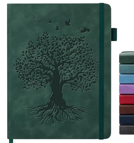Lined Journal Notebook for Women Men, A4 Hardcover Leather Journals - color: A-Tree-AGreen, size: 1 Pack-A4（8.5"×11"）