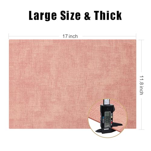 Homaxy PU Faux Leather Placemats for Dining Table, Set of 6, Pink - color: Pink