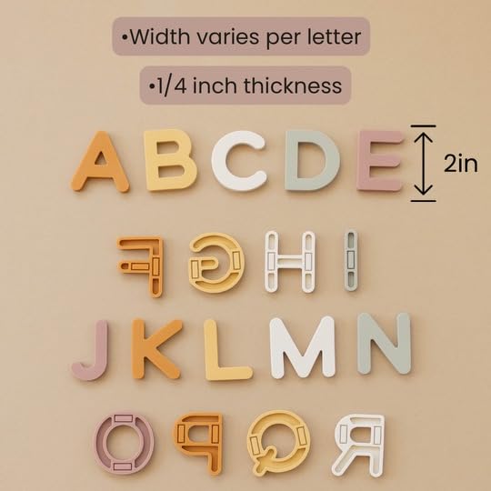 Neutral Silicone Alphabet Magnetic Letters, 26 Piece Non Toxic Learning Set, Perfect for Refrigerator, Whiteboard and Educational Activities - color: Neutral Tones Letters