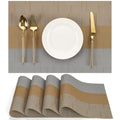 Placemats Set of 4, Vinyl Woven Heat-Resistant Place Mats - color: Gray Light Brown, size: Set of 4
