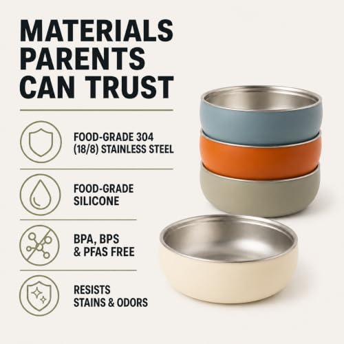 Monkey Proof™ Non-Toxic Stainless Steel Child Bowl 5” with Non-Slip Silicone Shell, (Set of 4 bowls) Unbreakable, Mess Free Feeding for Babies, Toddlers, Kids, BPA free (Arizona) - color: Arizona