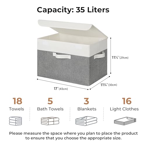 GRANNY SAYS Memory Keepsake Storage Box, Fabric Storage Bins with Lids - color: Gray & White, size: Extra Large