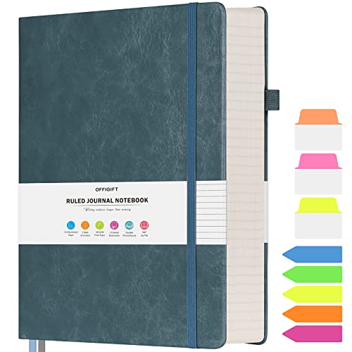 College Ruled Notebook B5, 312 Numbered Pages Diary, Lined Leather Journal - color: Grey Blue, size: B5