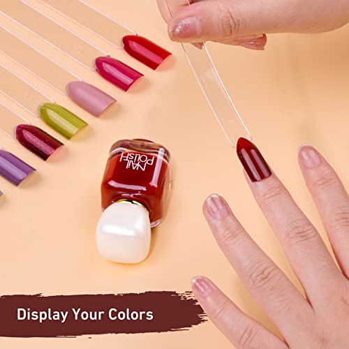 Subay 100pcs Fan-shaped Nail Swatches Sticks with Number Stickers, False Fake Nail Art Tips Sticks Polish Gel Salon Display Practice Tools with Metal Split Ring Holder - color: Clear 100Pcs