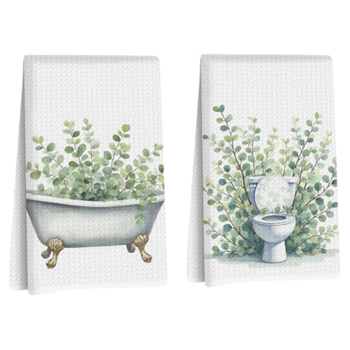 Lovdazzles 2 Pcs Funny Eucalyptus Kitchen Towels Decorative Tea Towel - color: Multi 1601
