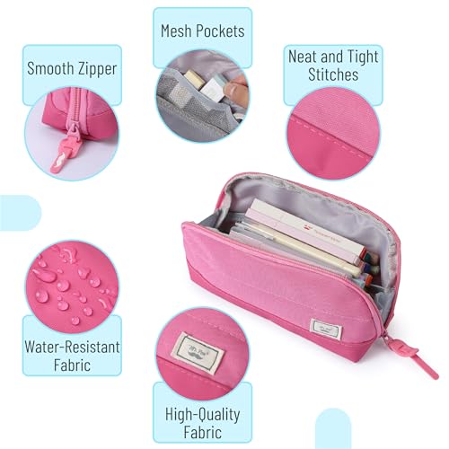 Mr. Pen- Wide-Opening Pencil Case, Triangle Design - color: Pink