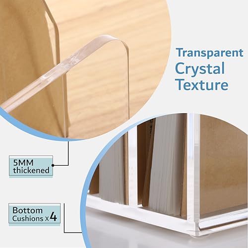 SANRUI Acrylic Bill Letter Organizer Holder for Desk, Clear 5 Compartments - size: 5 Laddered Compartments