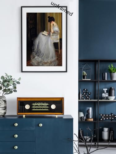uoyien Vintage French Victorian Wall Art Famous Artwork Woman Reading Portrait Oil Painting Dark Academia Aesthetic Print 19th Century Antique Poster Retro Gallery Bedroom Decor 12x16in Unframed - color: Off-white, size: 12x16in Unframed