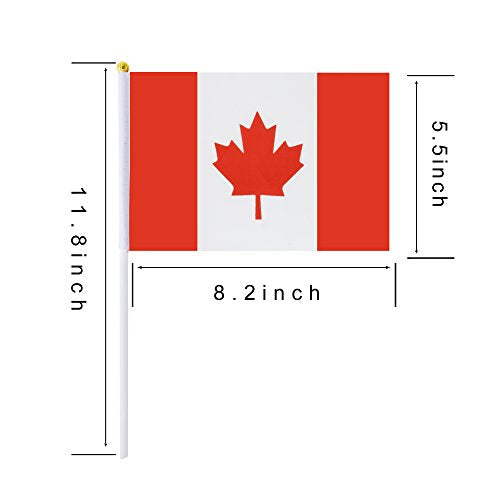 25 Pack Hand Held Small Mini Canada Flag,Canadian Stick Round Top National Country Flags,Party Decorations Supplies For Parades,World Cup,Festival Events,International Festival. - color: Canada