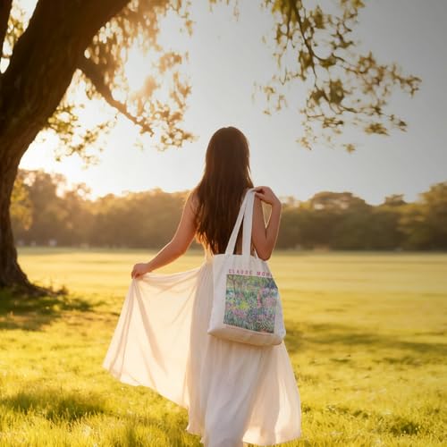 Art Canvas Tote Bag,Art Lovers Gifts,Aesthetic Tote Bag for Women. - color: White - Monet -3