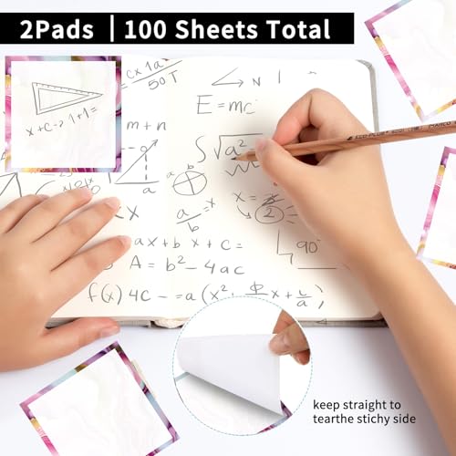 Sticky Notes 3x3 Inches, 2 Pads, Easy Post Cute Self-Stick Notes, Colorful Self Stick Notes Pads for Home Office Notebooks Accessories, Strong Adhesive Note Pad Watercolor Marble - color: Watercolor Marble