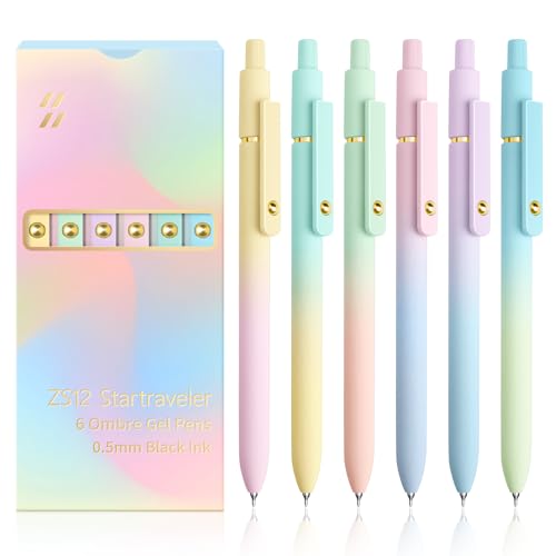 YOXMJDB Gel Pens, 6 Pcs 0.5mm Fine Point Smooth Writing Pens Japanese Cute Pens, High-End Series Black Ink Pens for Journaling Note Taking, School Office Supplies for Women Men (6 Pcs Ombre) - color: 6 Pcs Ombre