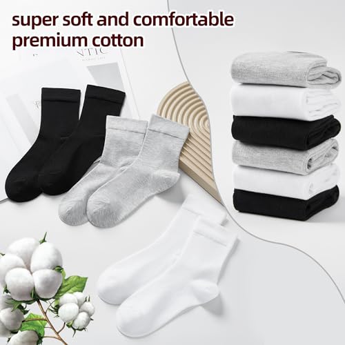 Corlap Women's Thin Above Ankle Socks-6Pairs Cotton Bootie Dress Crew Socks - color: 6 Pairs 2white+2black+2grey, size: 9-11