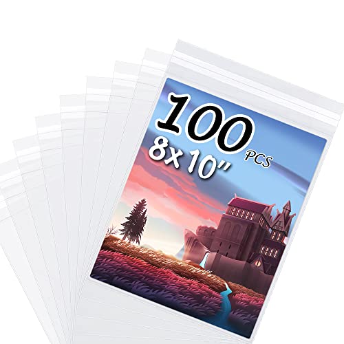 Somime 100Pack Acid-Free Crystal Clear Sleeves Storage Bags for 8x10 Photos - size: 8"x10" 100pack clear bags