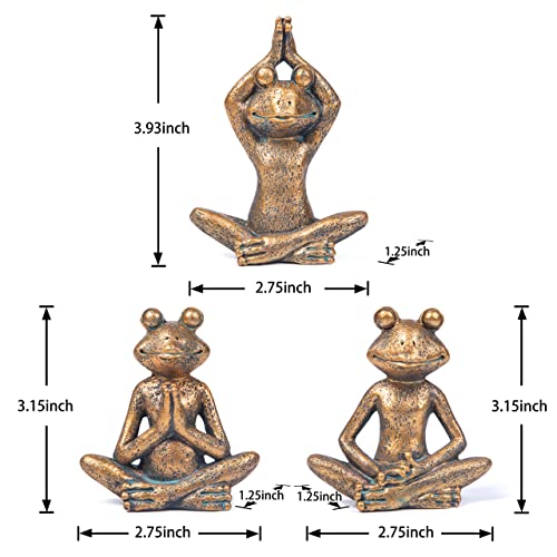 Smadeer Bronze Frog Figurines, 3-Piece Yoga Decor Set, Antique Bronze Color, Handmade Home Decoration - color: Frog