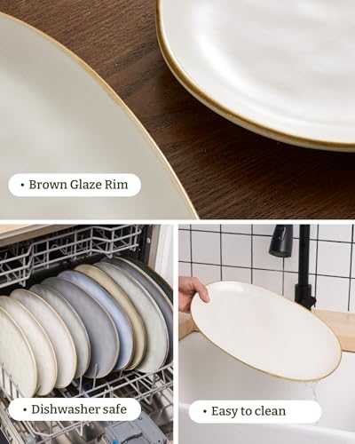 famiware Serving Platters Set of 3 Sizes - Oval, Matte White - color: Matte White