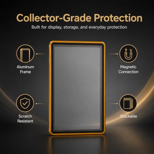 PSA Slab Case, Magnetic 9-Point Lock Display Protector,Gold - color: Gold