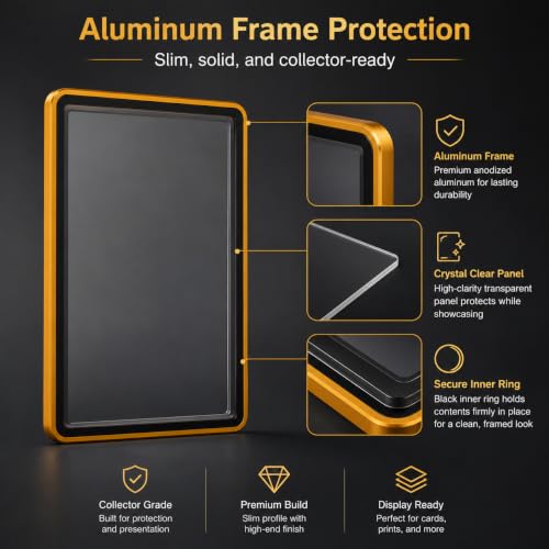 PSA Slab Case, Magnetic 9-Point Lock Display Protector,Gold - color: Gold